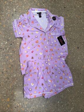 Women’s Lavender Breakfast-Print Short Pajama Set by H&M